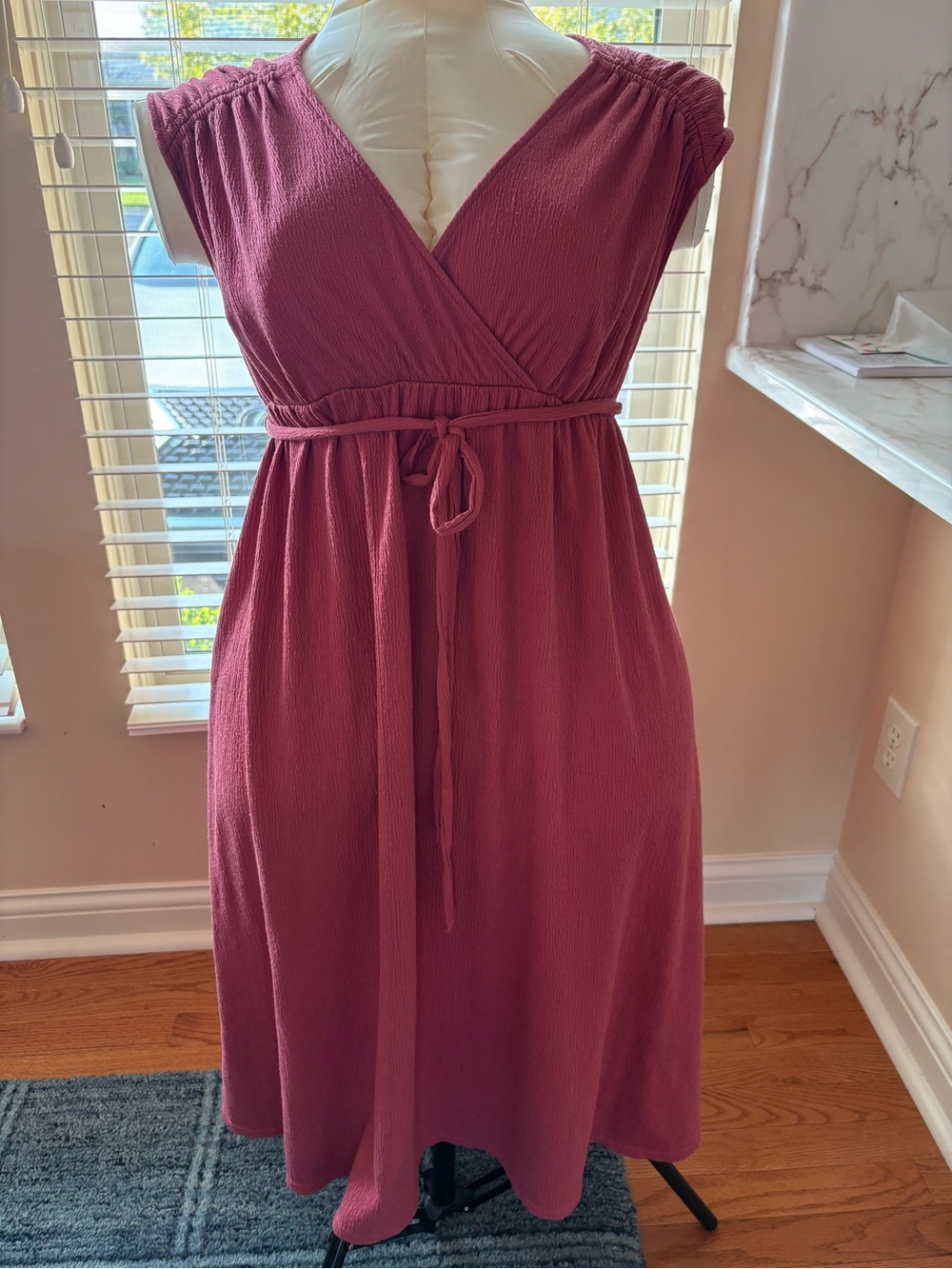 Isabel Maternity Ingrid & Isabel Dusty Rose Wrap Midi Dress Size M